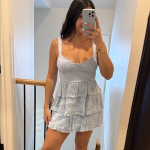 Light Blue ruffle Altard State Mini Dress